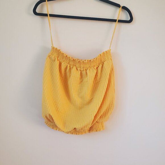 Anthropologie Tops - Anthropologie strapless womens top in yellow seersucker SIZE - S